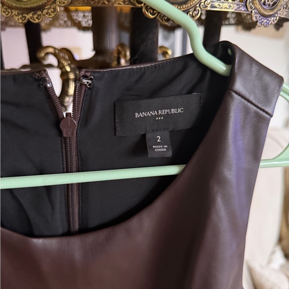 Banana Republic vegan leather Dark Brown Midi Dress - Picture 2 of 6